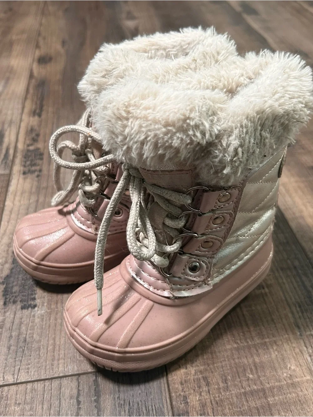 London Fog Girls Pink Faux-Fur Winter Snow Boots